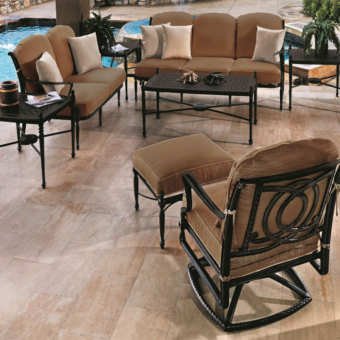 Bel Air Cushion Cast Aluminum High Back Swivel Rocker Chair by Gensun - Image 2